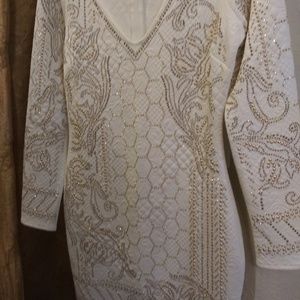 White gold sequined dress, never worn